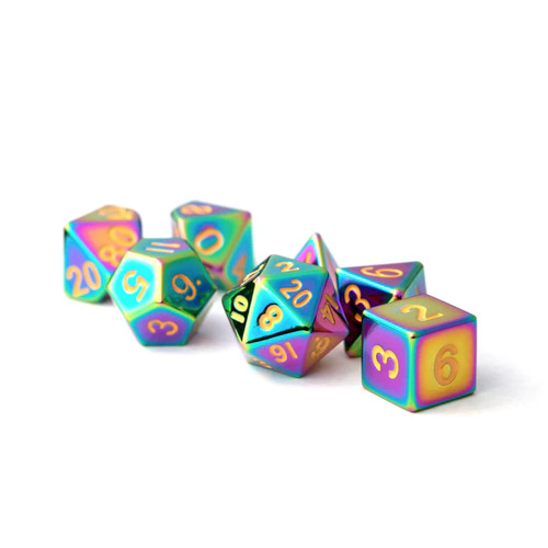 MDG 16mm Metal Polyhedral Dice Set: Torched Rainbow