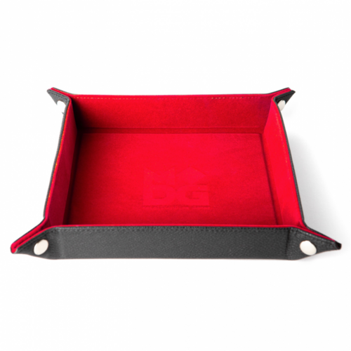 MDG Fold Up Velvet Dice Tray w/ PU Leather Backing: Red 