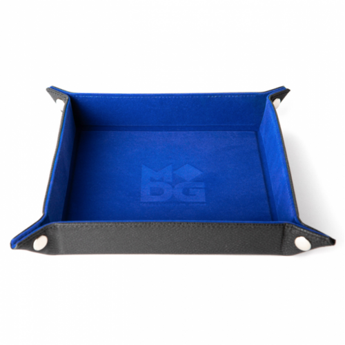 MDG Fold Up Velvet Dice Tray w/ PU Leather Backing: Blue 