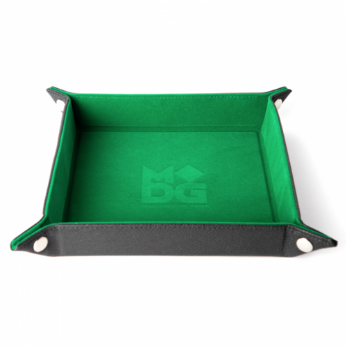 MDG Fold Up Velvet Dice Tray w/ PU Leather Backing: Green 