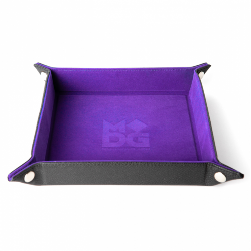 MDG Fold Up Velvet Dice Tray w/ PU Leather Backing: Purple 