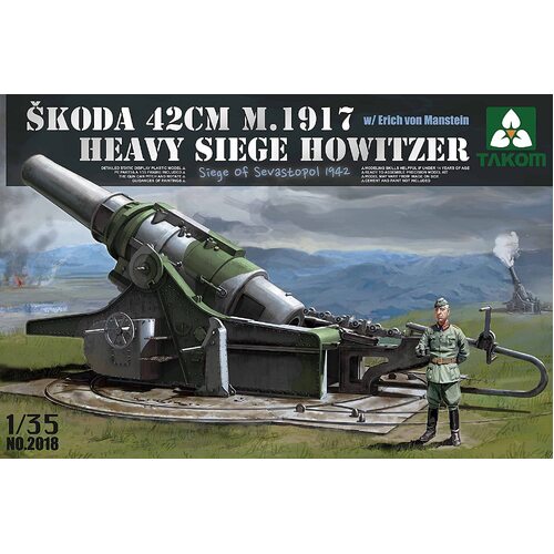 Takom 1/35 Skoda 42cm M.1917 Heavy Siege Howitzer with Erich von Manstein Plastic Model Kit [2018]